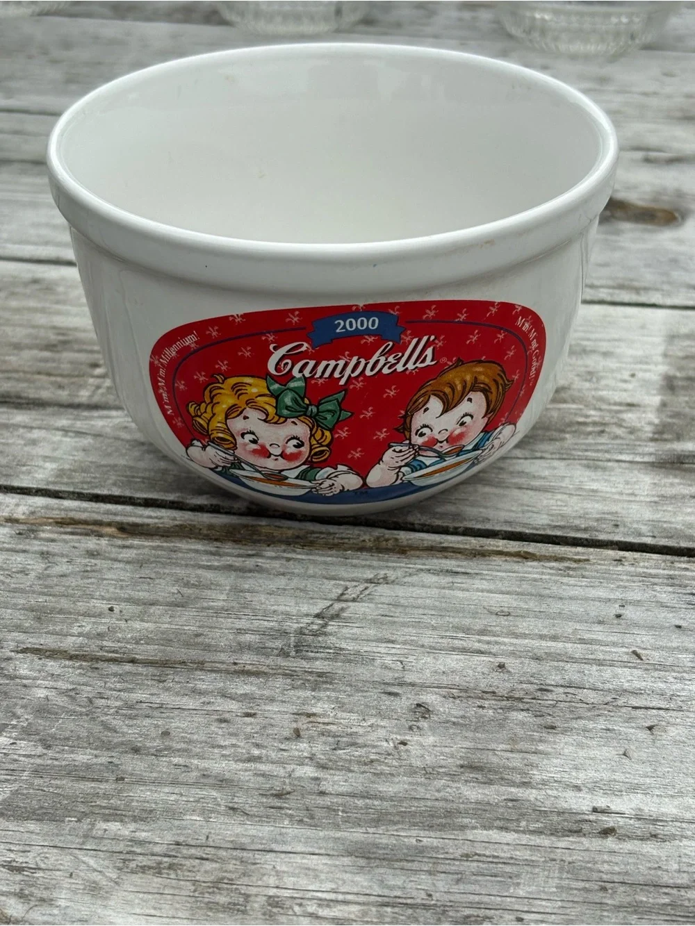 Campbell's White Ceramic Bowl with Vintage Red Graphic